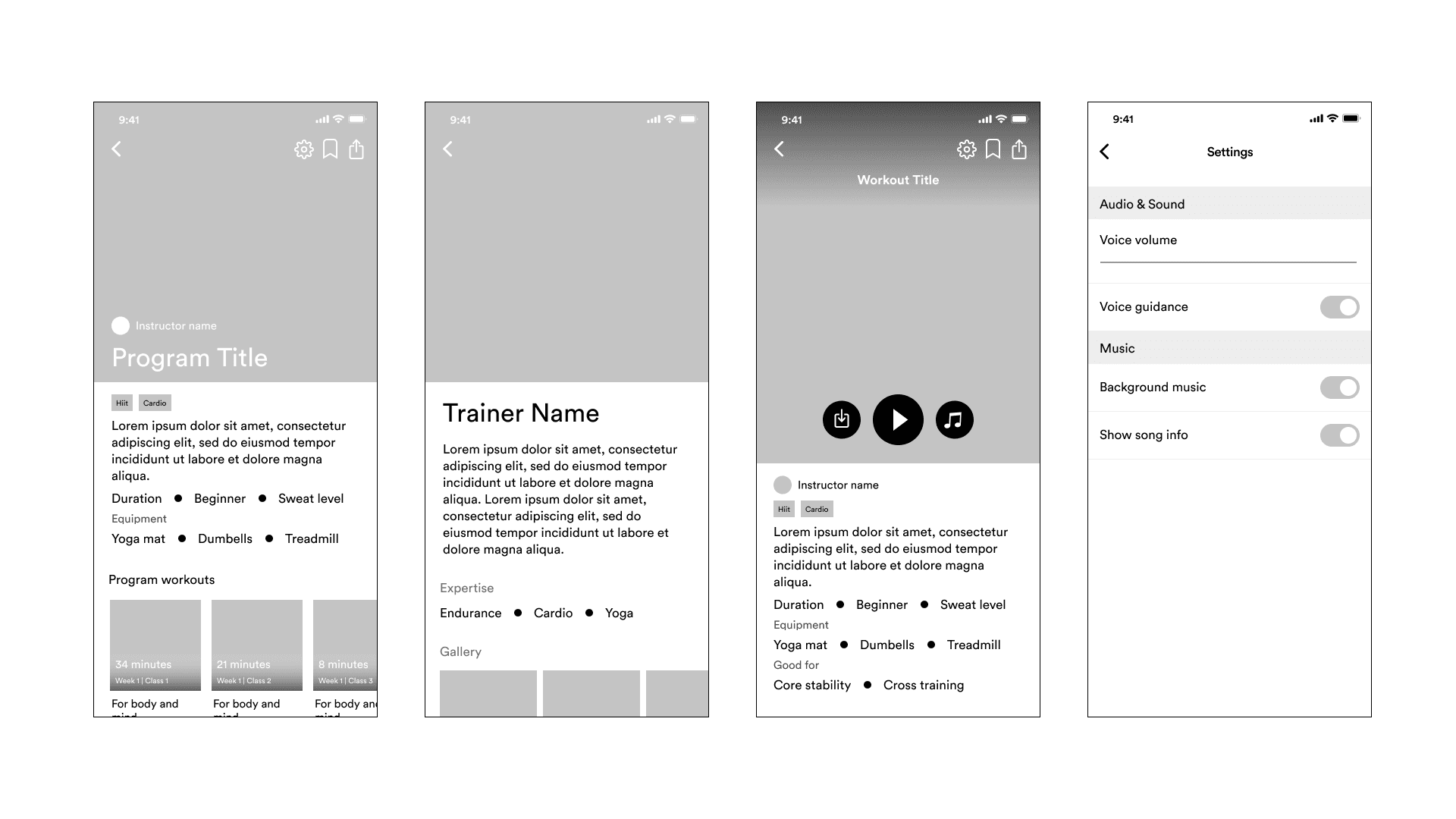 Keo Fit workout interface