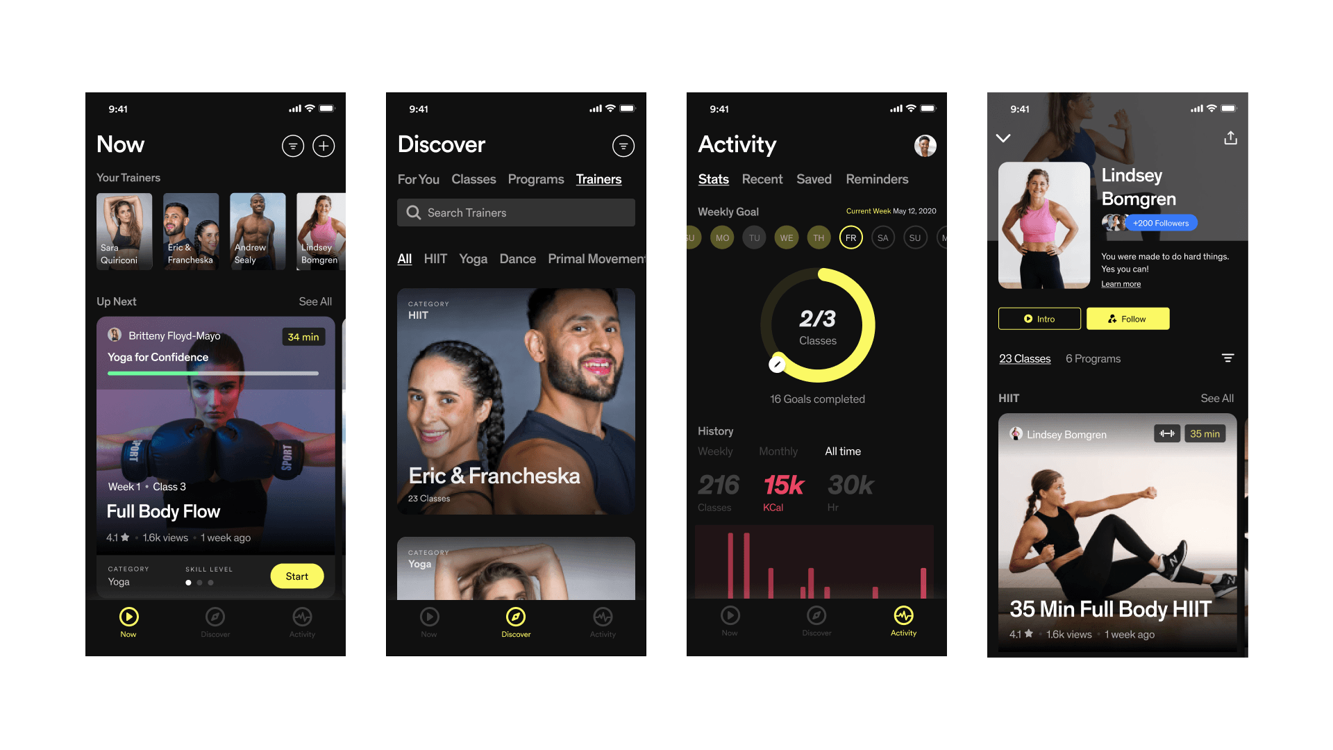 Keo Fit workout screens